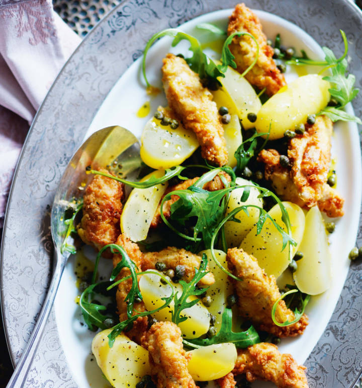 Chicken piccata salad with grape dressing Sainsbury`s Magazine